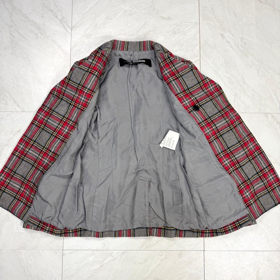 美品 ジュンヤワタナベ コムデギャルソン チェック ダブル ウール ジャケット