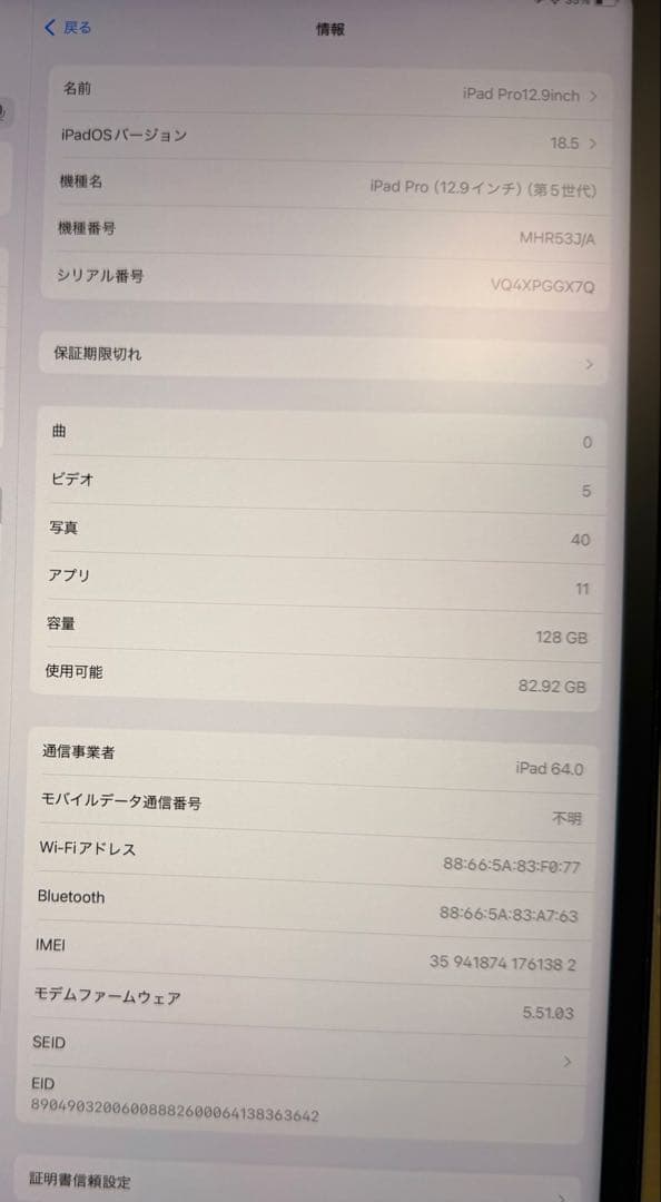 iPad Pro 12.9インチ第5世代128GBM1チップセルラー ケース付き