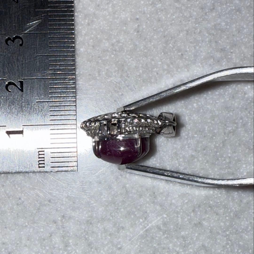 Pt スターサファイア　7.93ct パープル　ダイヤペンダントトップ