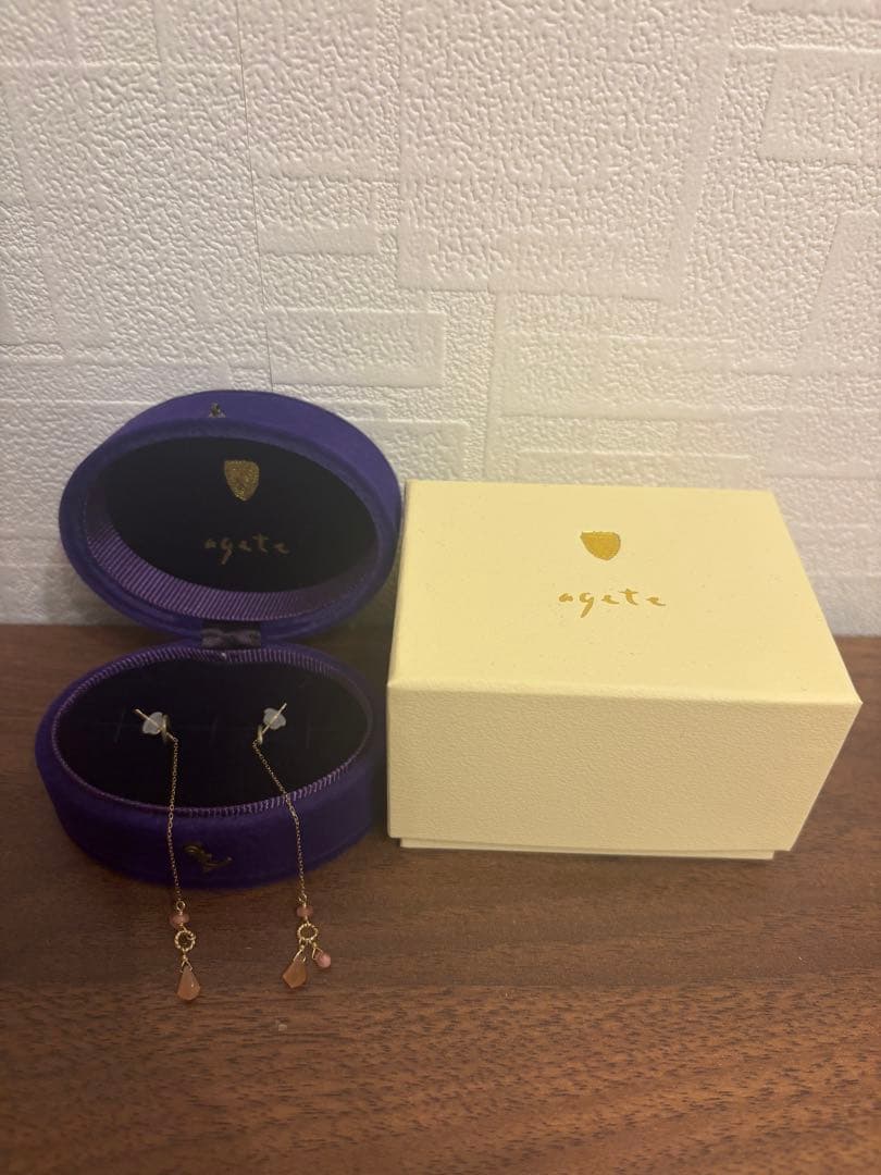 【choco】アガット オレンジムーンストーン ピアス チャーム　本体のみ