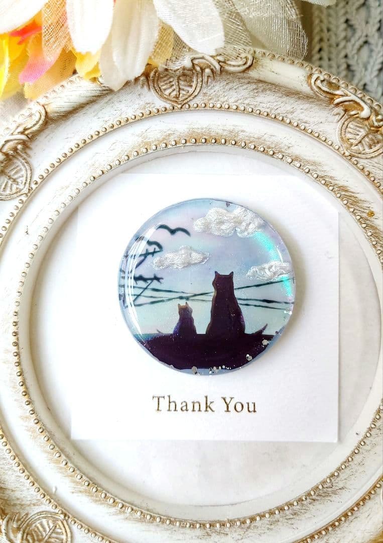 レジン　猫　ヘアゴム　ブローチ　ポニーフック　No.72