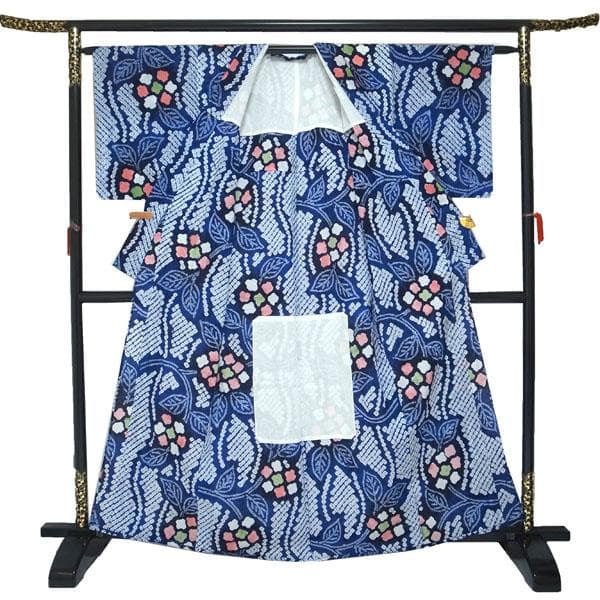 浴衣 本場有松鳴海絞り 単衣 夏物 木綿 綿 裄64.5 Ｍ 中古 sn1779