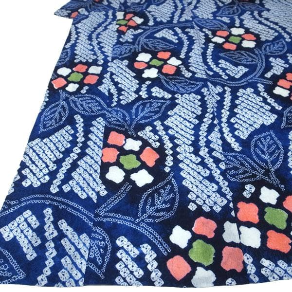 浴衣 本場有松鳴海絞り 単衣 夏物 木綿 綿 裄64.5 Ｍ 中古 sn1779