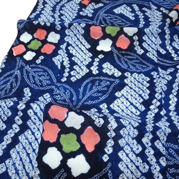 浴衣 本場有松鳴海絞り 単衣 夏物 木綿 綿 裄64.5 Ｍ 中古 sn1779