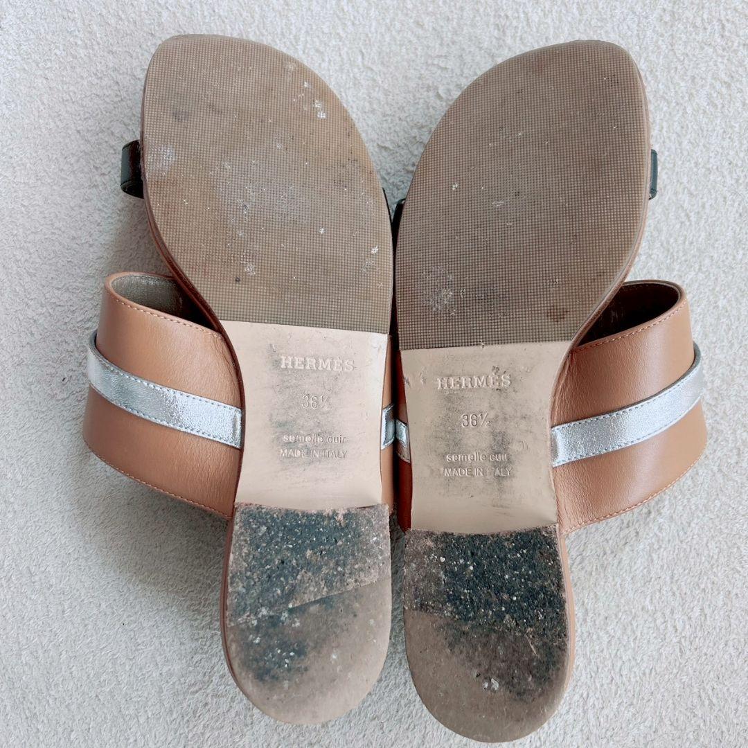 エルメス HERMES ケリーバッグルサンダル アヴェニュー ブラウン 23.5