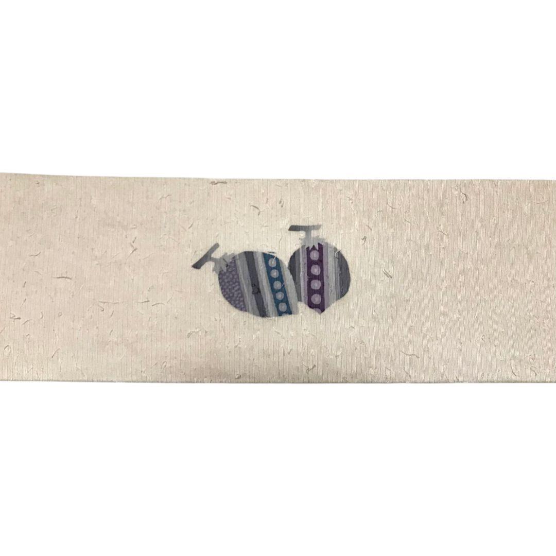 【名古屋帯】ひげ紬 作家物　実模様 カジュアル　白　ホワイト　アンティーク