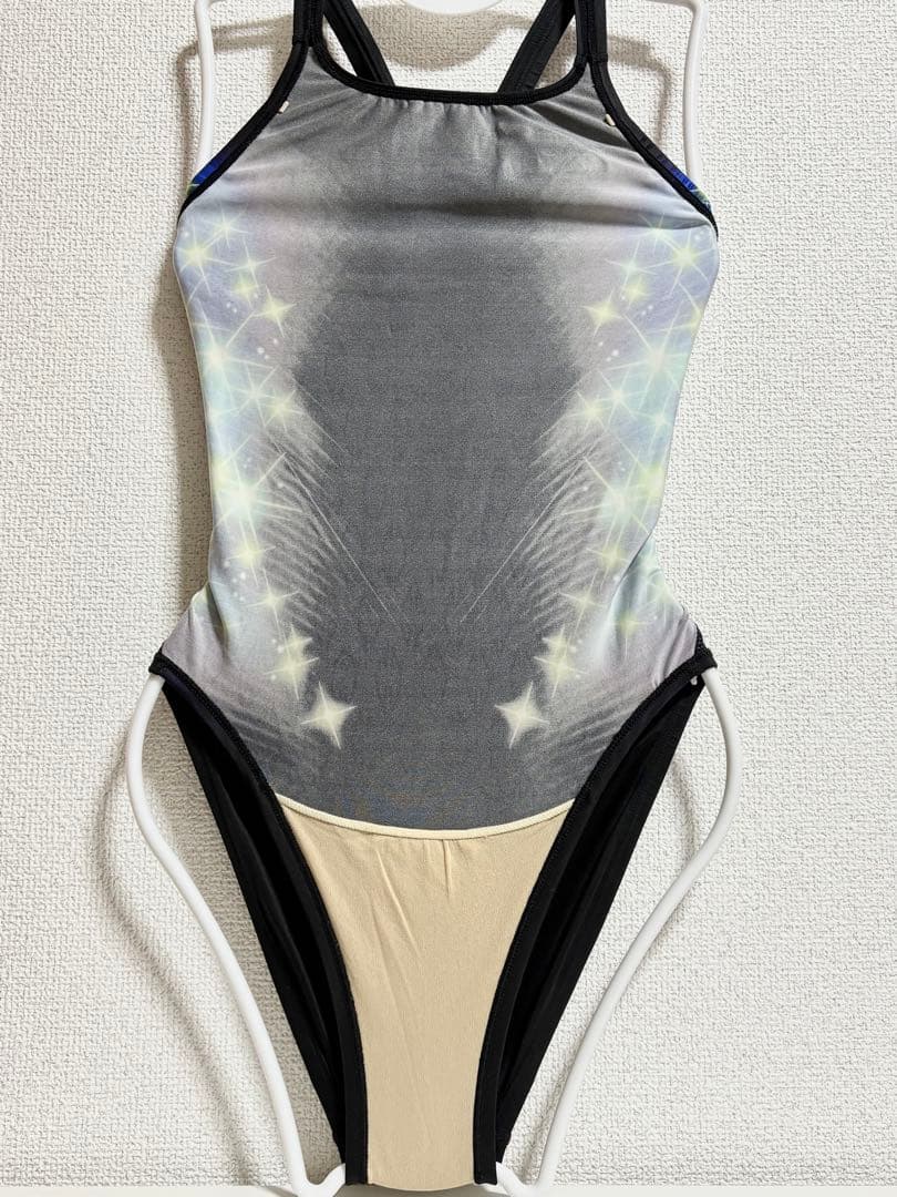 MIZUNO 初期マイティライン M うろこ模様 競泳水着 強光沢 ハイカット黒