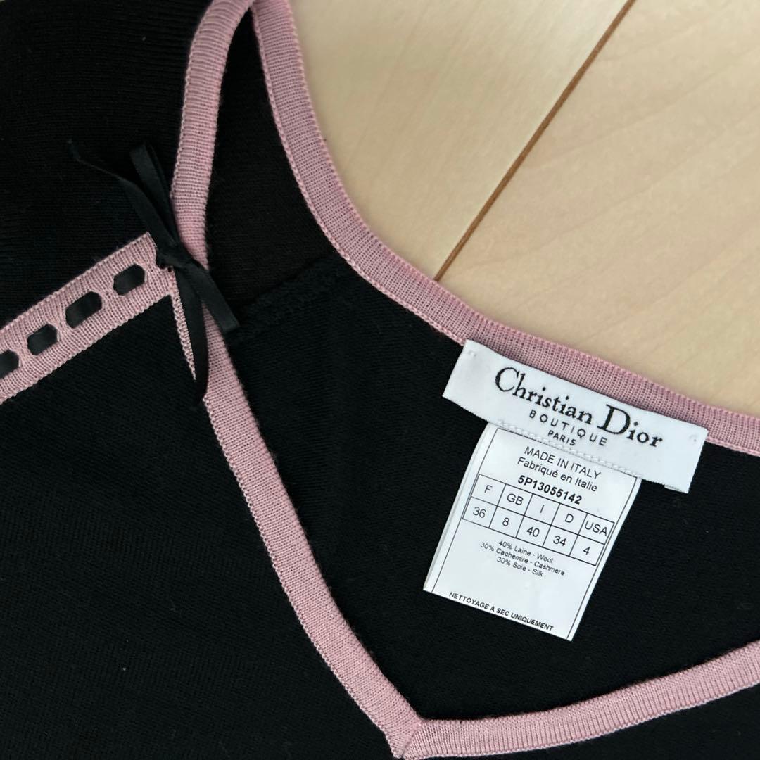 Christian Dior ニット36 黒／ピンク