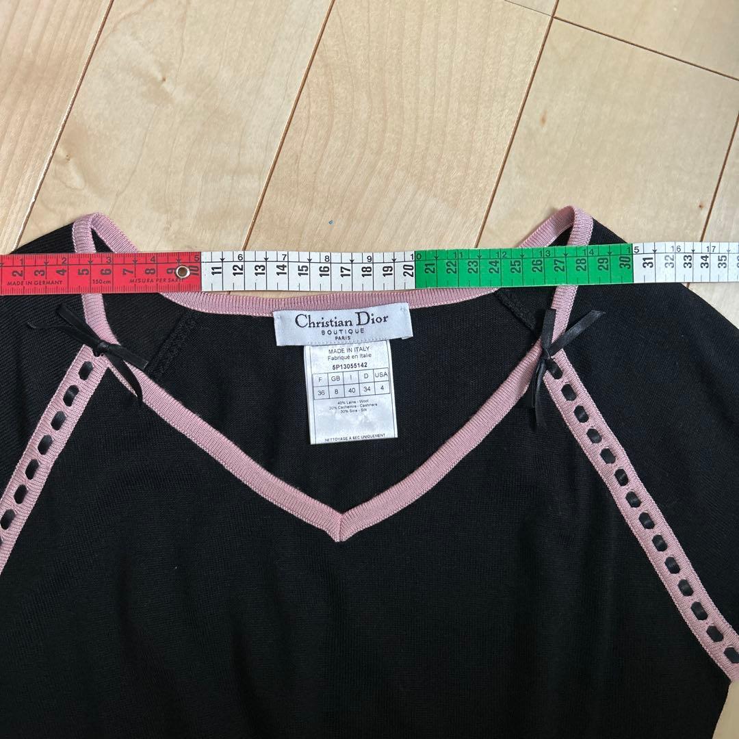 Christian Dior ニット36 黒／ピンク