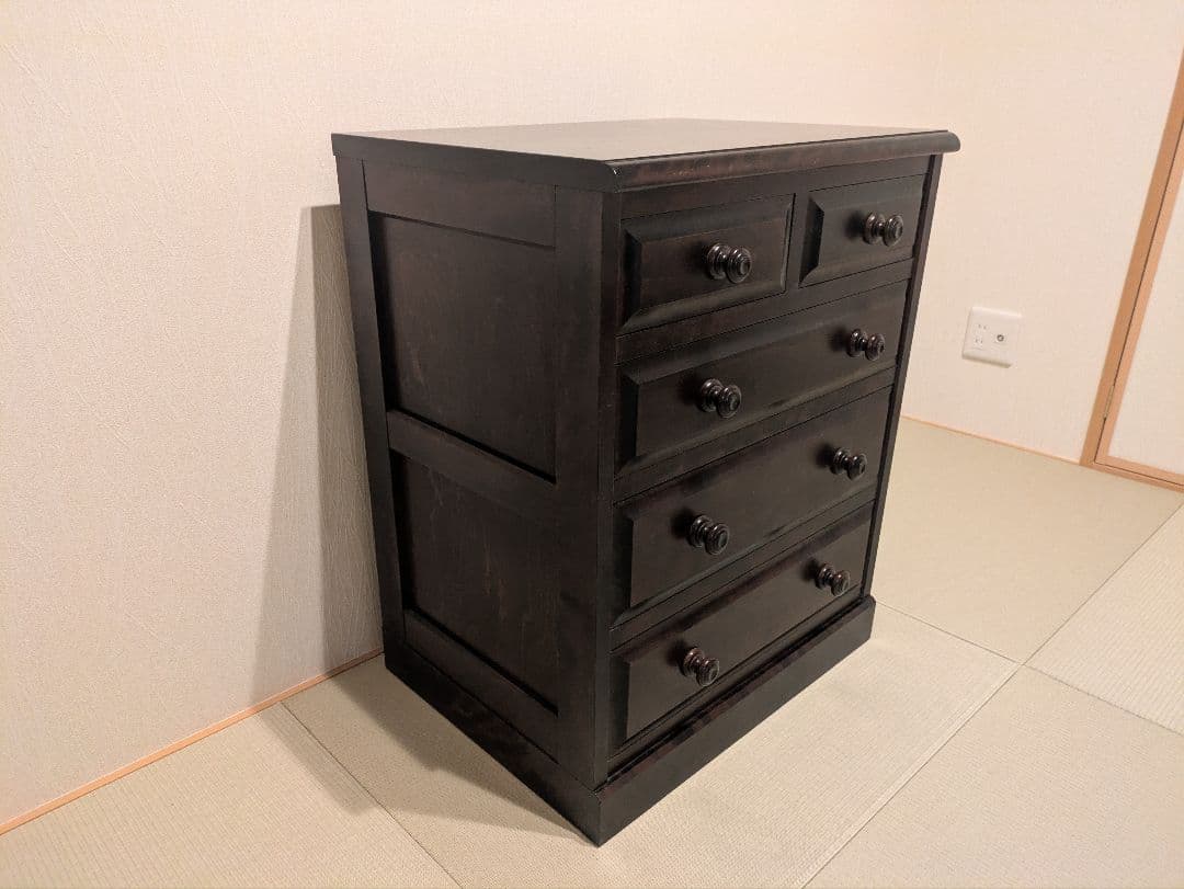 【北海道民芸家具】北民 チェスト タンス 5段 整理箪笥 無垢材 和モダン 虎斑