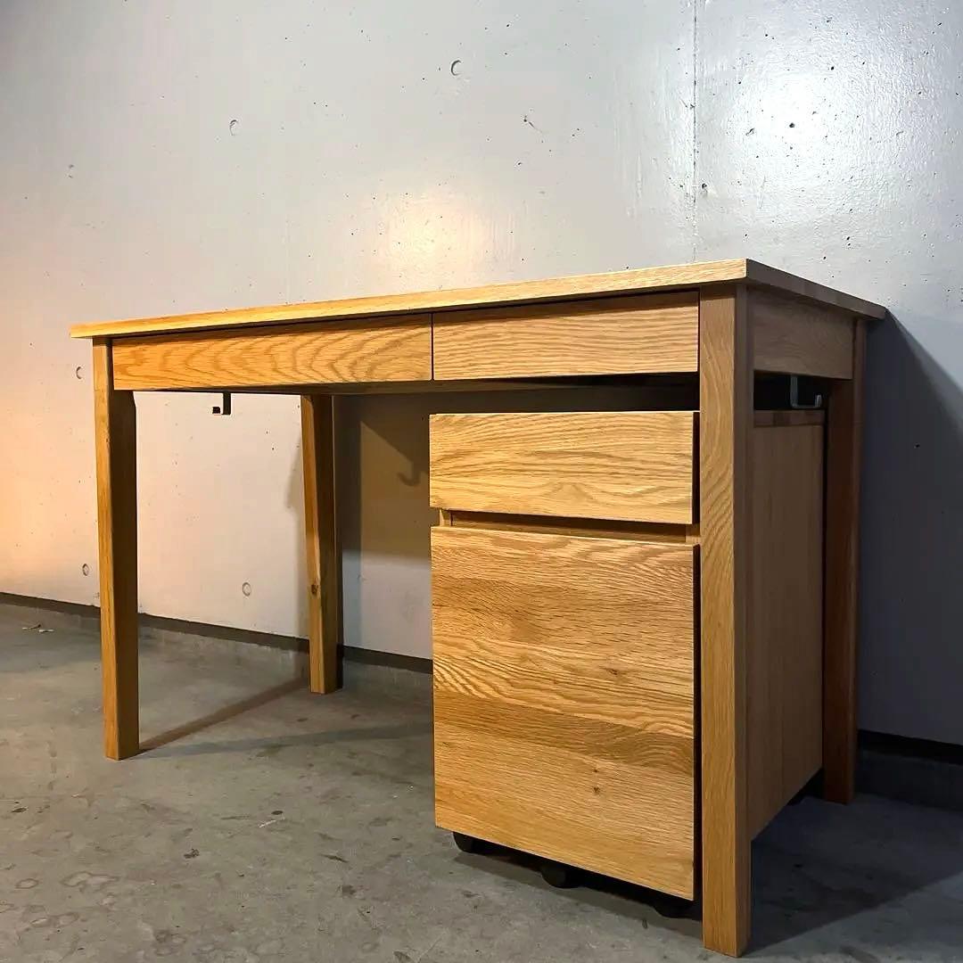 無印★無垢材デスク・オーク材・デスクキャビネットセット