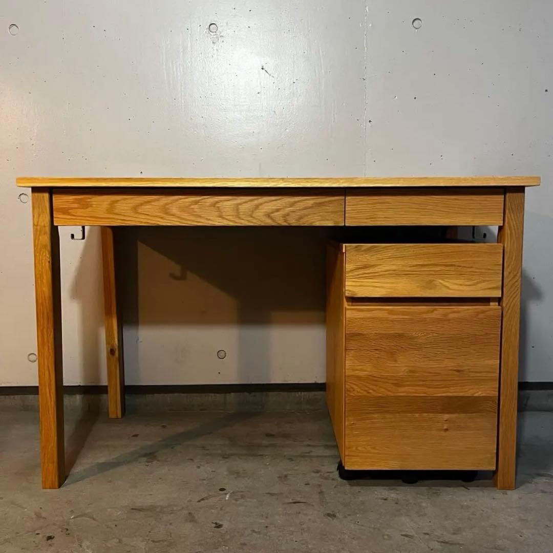 無印★無垢材デスク・オーク材・デスクキャビネットセット