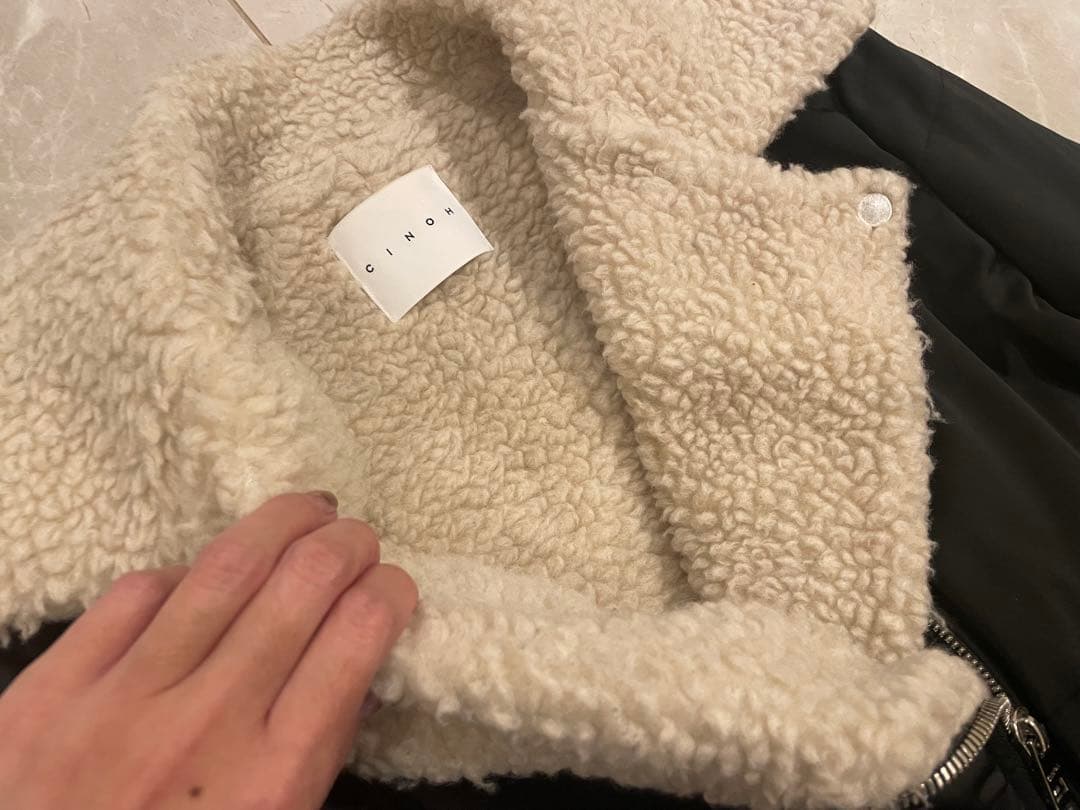 【美品】CINOH パディングバイカージャケット38コートブルゾンブラック