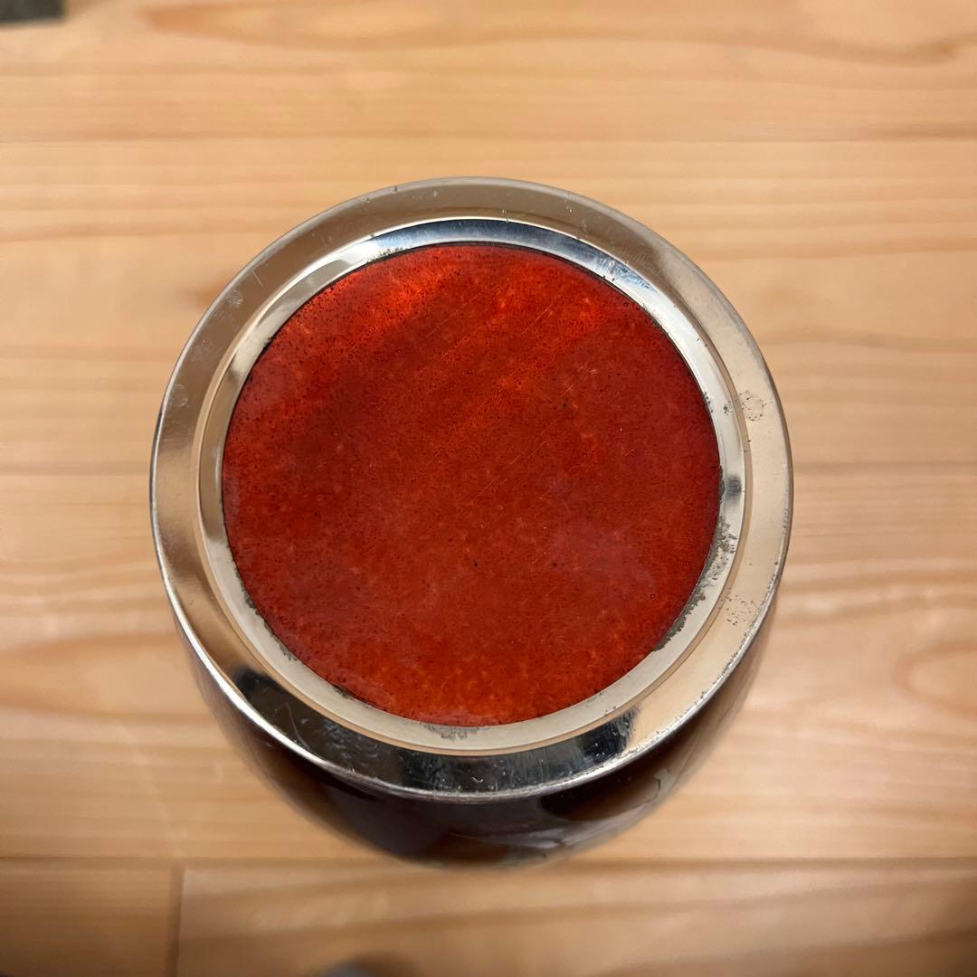 七宝焼　赤透　四君子文　花瓶