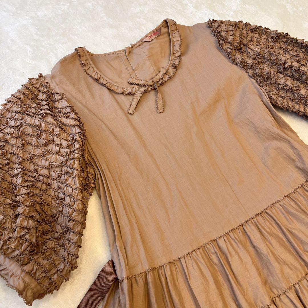 【美品】ピンクハウス 綿ローンフリル使いワンピース　ローズジャム瓶シリーズ