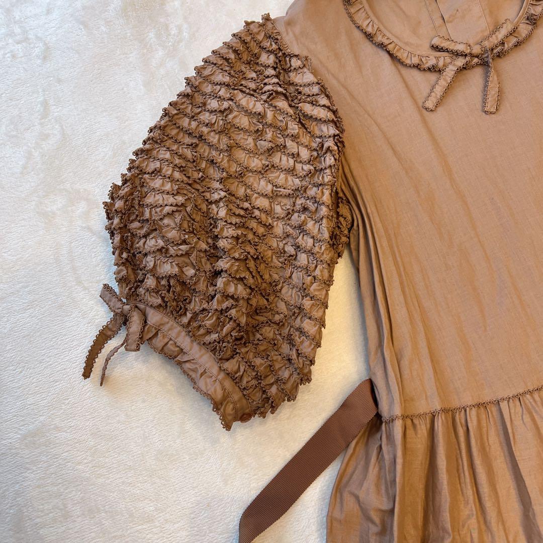 【美品】ピンクハウス 綿ローンフリル使いワンピース　ローズジャム瓶シリーズ