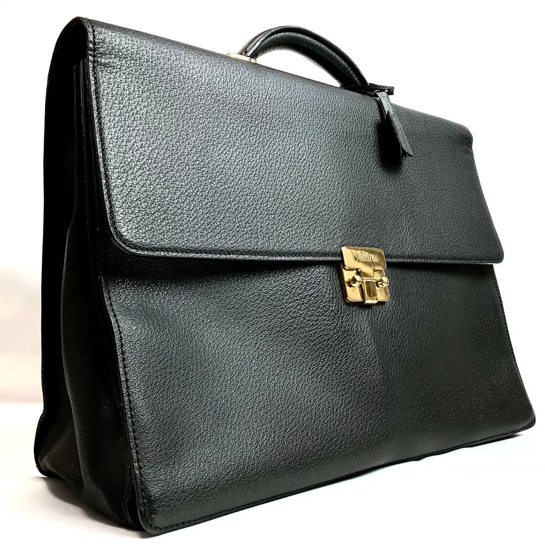 【美品】ヴァレクストラ　ブリーフケース　レザー　A4 ロゴ　ヴィンテージ