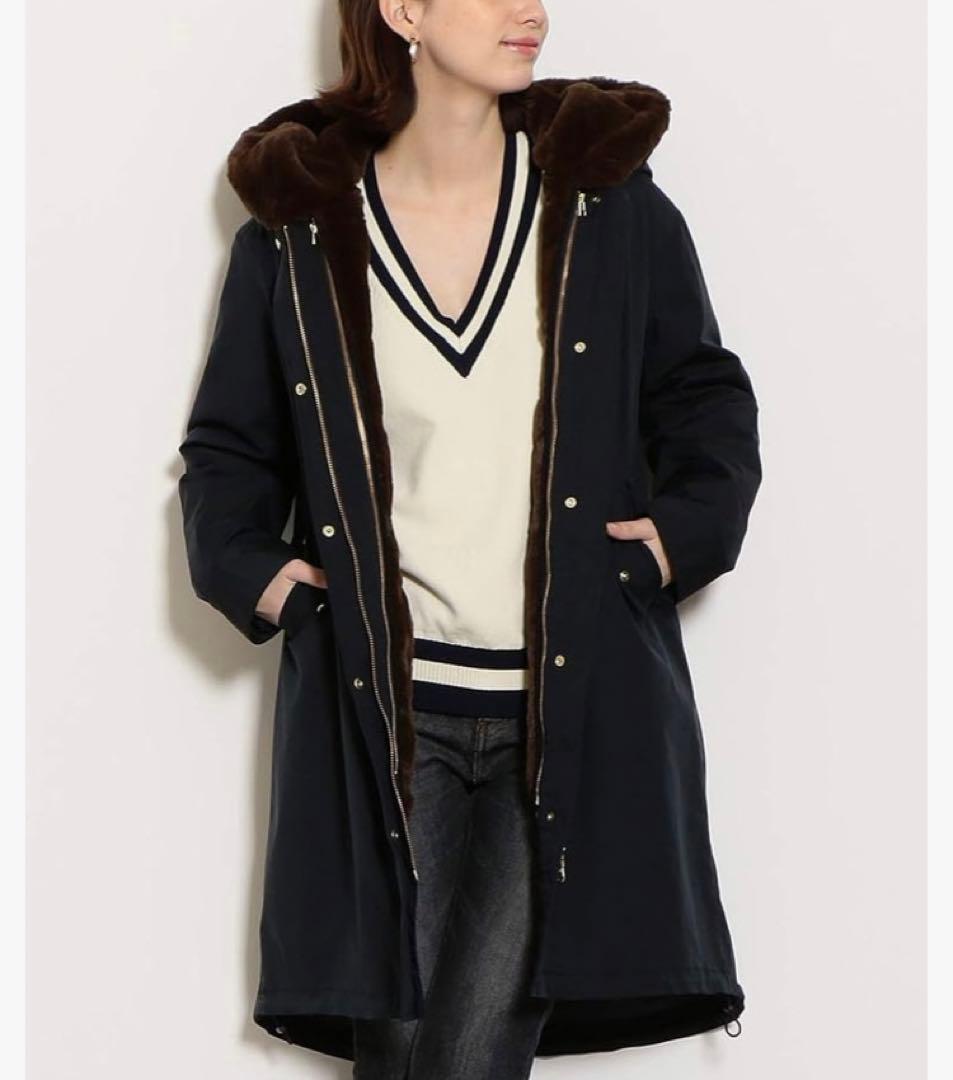 極美品 グリーンレーベルリラクシング SC モッズコート ロング 38 ネイビー