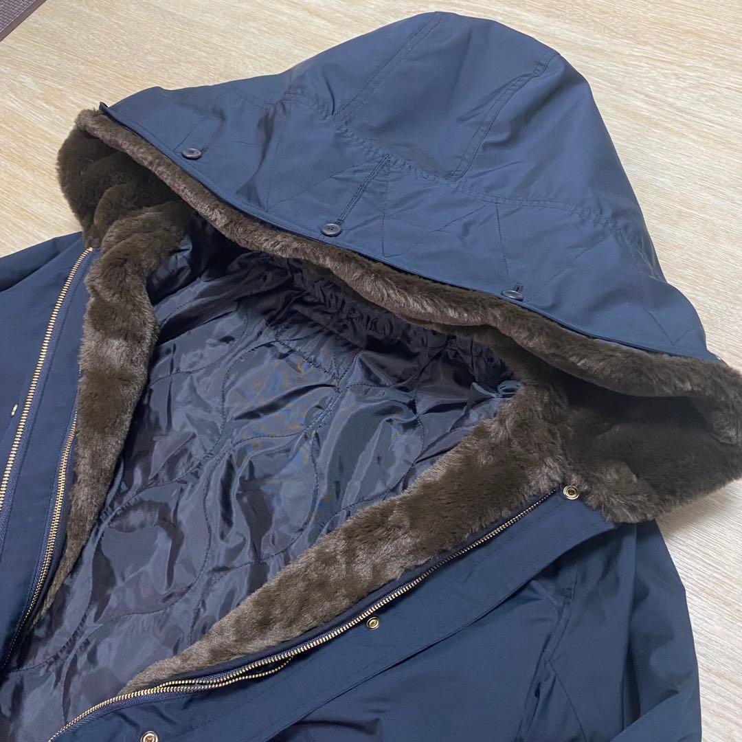 極美品 グリーンレーベルリラクシング SC モッズコート ロング 38 ネイビー