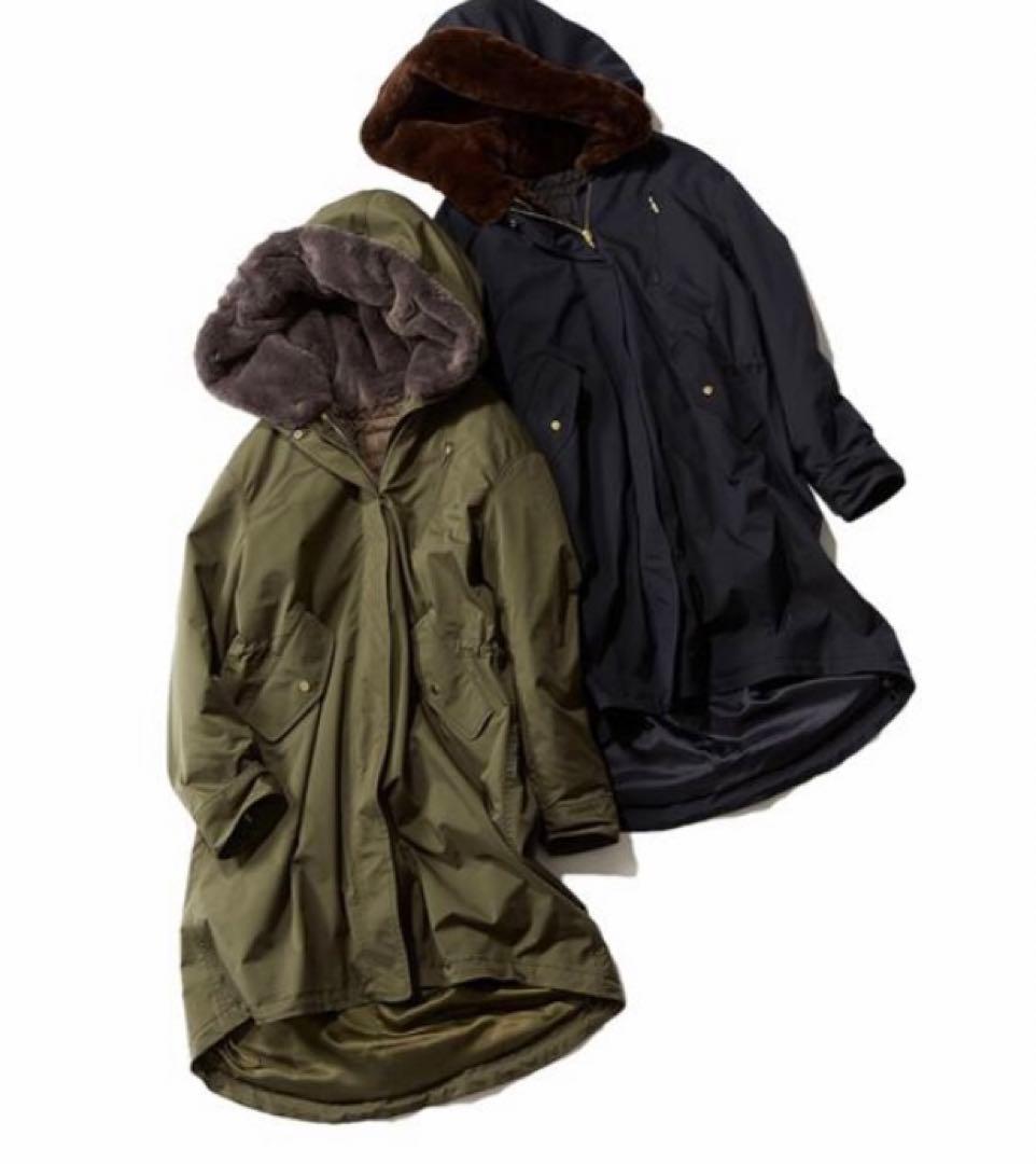 極美品 グリーンレーベルリラクシング SC モッズコート ロング 38 ネイビー