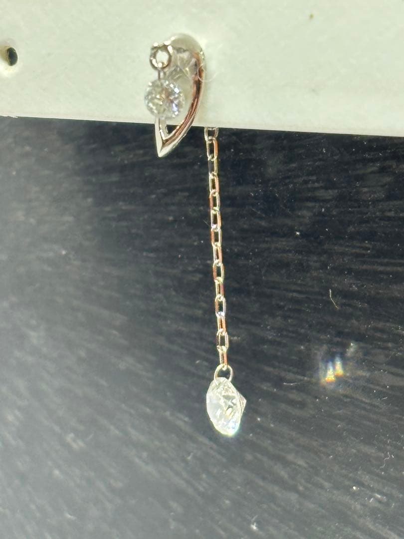 PT900 ダイヤモンド ピアス キャッチ ダイヤ付き 0.07/0.17ct