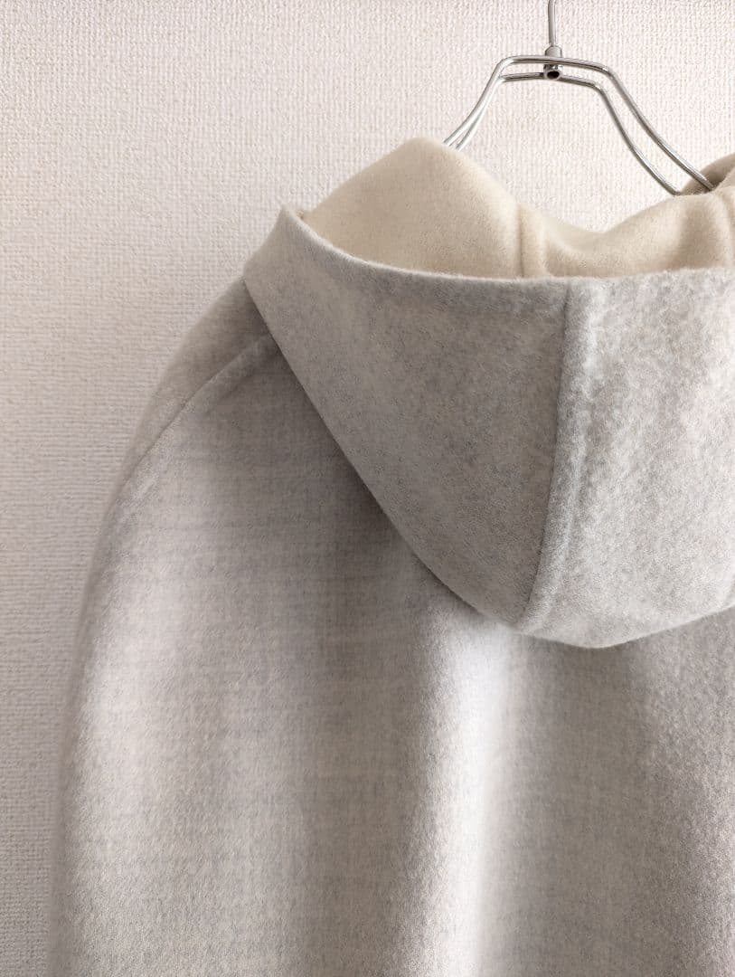 【良品】Tomorrowland Wフェイスウールマントコート　薄グレー