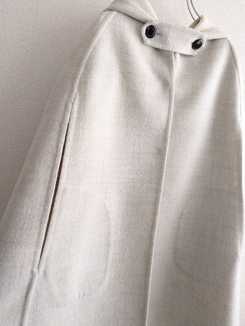【良品】Tomorrowland Wフェイスウールマントコート　薄グレー