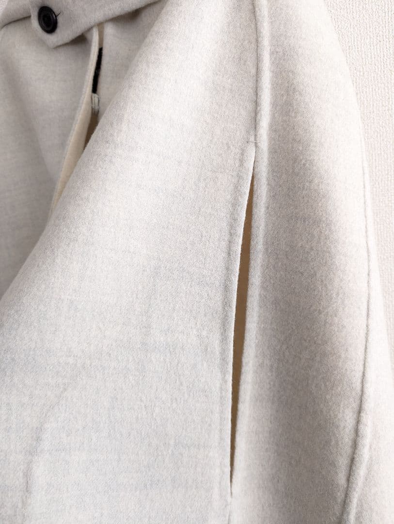 【良品】Tomorrowland Wフェイスウールマントコート　薄グレー