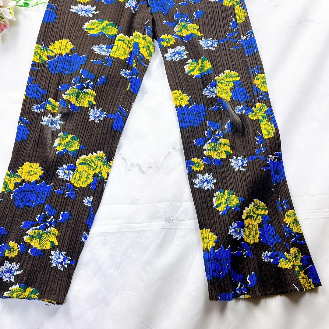 美品✨プリーツプリーズ 花柄 フラワー パンツ ズボン スラックス