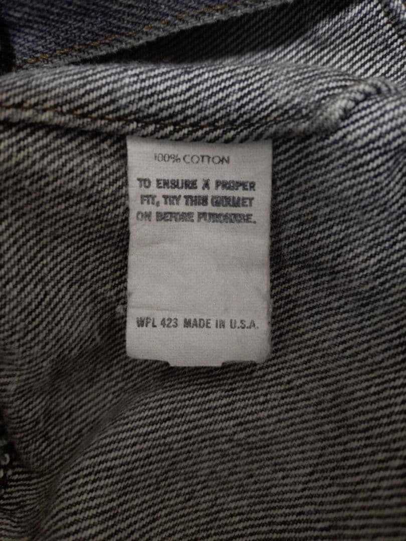 80s★USA製リーバイス★70506先染めブラックデニムジャケット黒42R極上