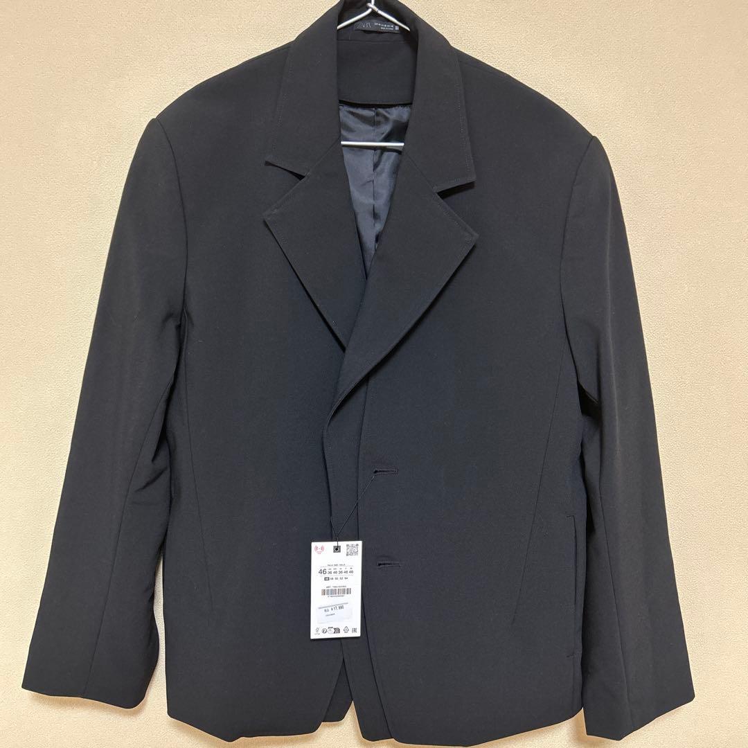 取り外し可能なラペル付きスーツブレザー 46 /ブラック