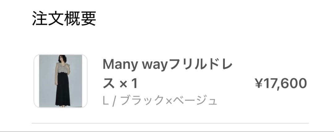 niana Many wayフリルドレス 3点セット ブラック✖️ベージュ