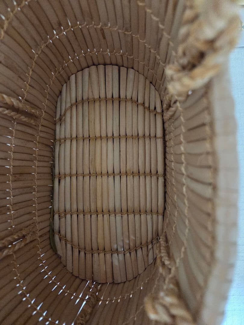 未使用　岡山蒜山がま細工　手提げ(小)