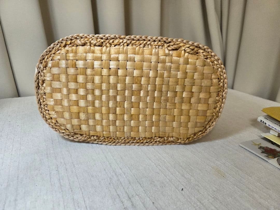 未使用　岡山蒜山がま細工　手提げ(小)