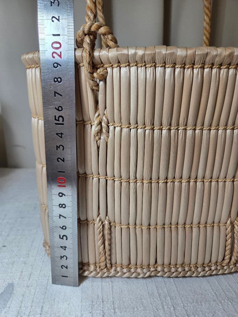 未使用　岡山蒜山がま細工　手提げ(小)