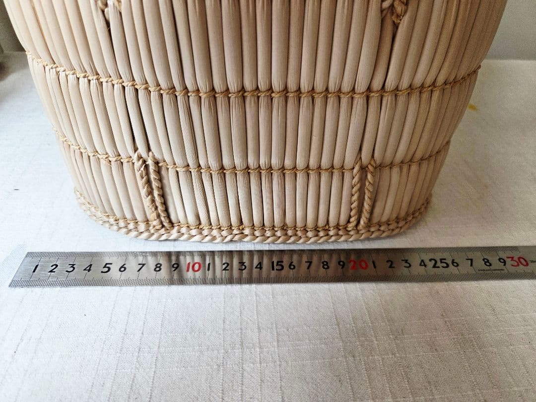 未使用　岡山蒜山がま細工　手提げ(小)