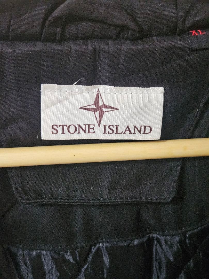 STONE  フーデッド中綿ミドルコート ブラック ダブルジップ