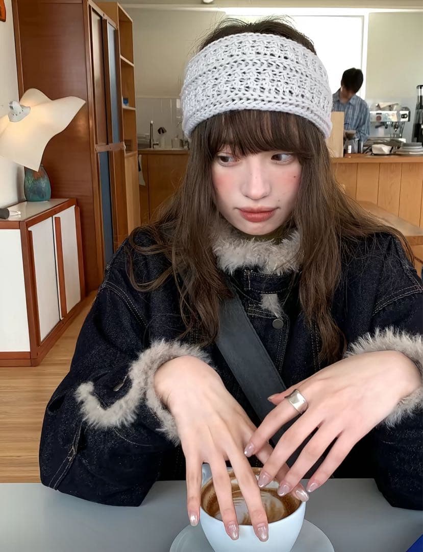 LUMIYUMI ファー襟 中綿入り デニムブルゾン