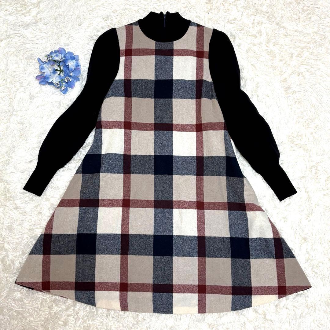 ブルーレーベルクレストブリッジ⭐️チェックフラノワンピース⭐️長袖ワンピース⭐️38