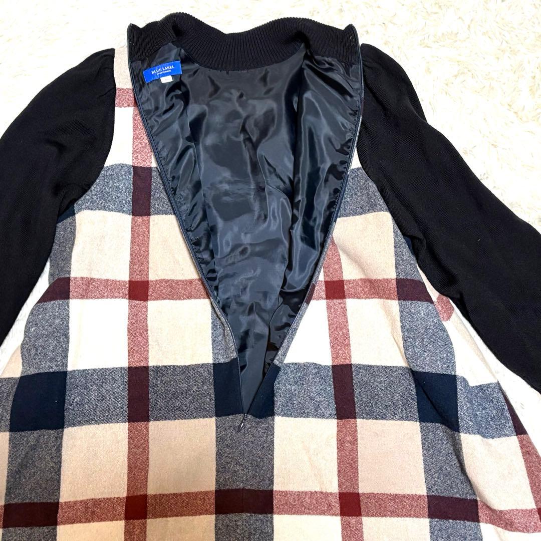 ブルーレーベルクレストブリッジ⭐️チェックフラノワンピース⭐️長袖ワンピース⭐️38