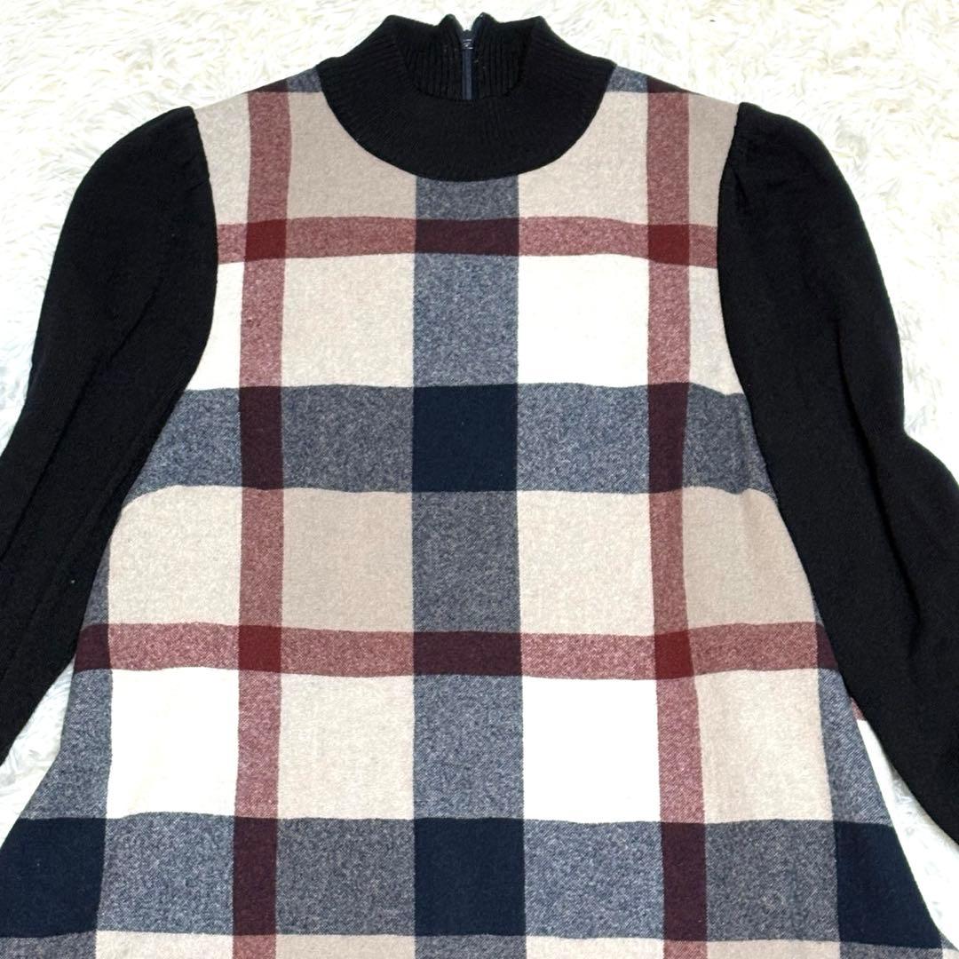 ブルーレーベルクレストブリッジ⭐️チェックフラノワンピース⭐️長袖ワンピース⭐️38