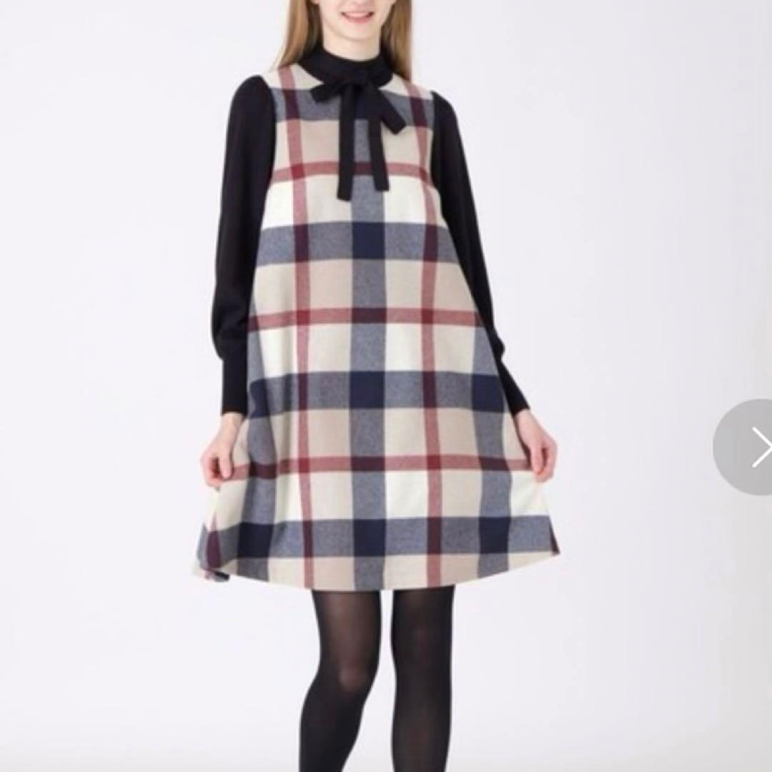 ブルーレーベルクレストブリッジ⭐️チェックフラノワンピース⭐️長袖ワンピース⭐️38