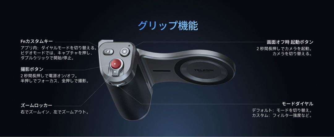 TELESIN iPhone 17 Pro用 カメラグリップ&冷却ケース 自撮り