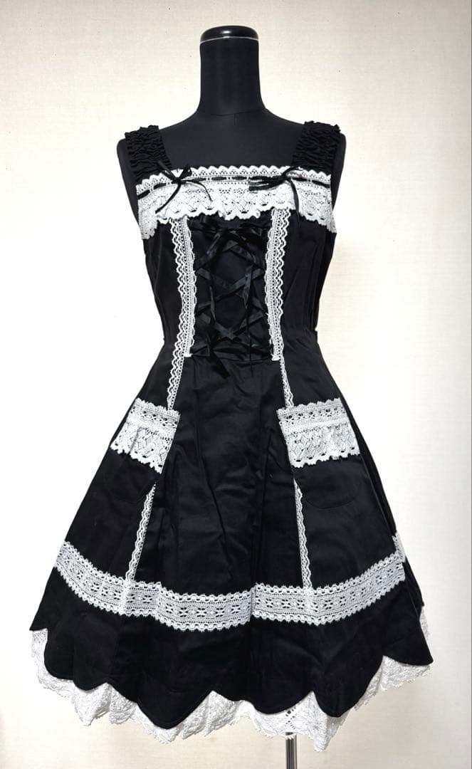 BABY 裾スカラップジャンパースカート（旧型）JSK 黒白 ブラック