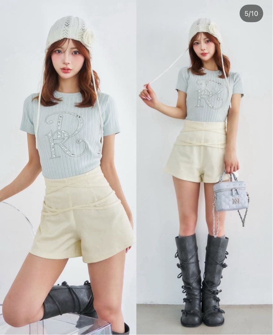 ダーリッチ Darich ダブルクロスベルトショートパンツ ivory M