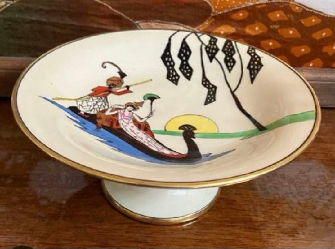 【希少】オールドノリタケ　ハンドペイント　シルエットレディコンポート