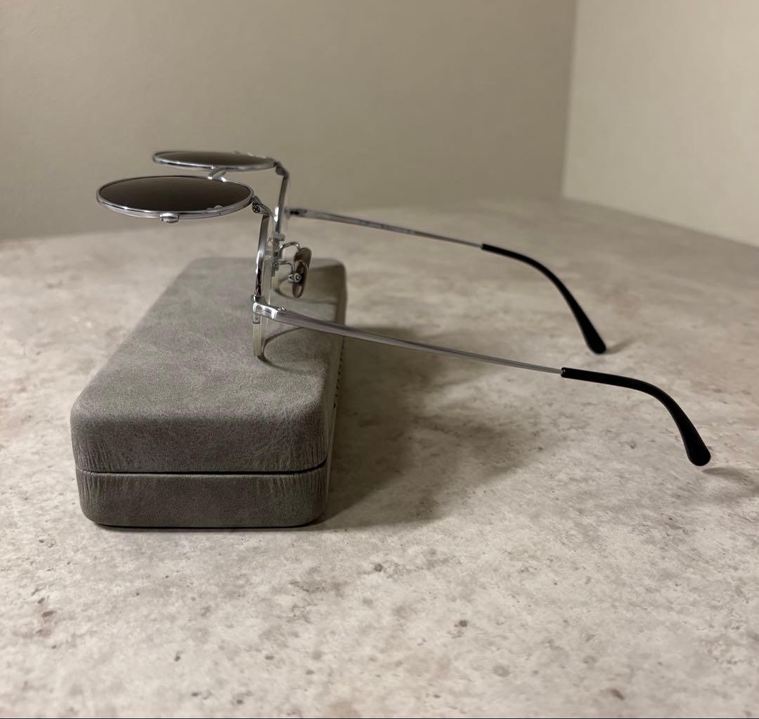 跳ね上げ式眼鏡　サングラス　チタンシルバーフリップアップ　男女兼用伊達メガネ