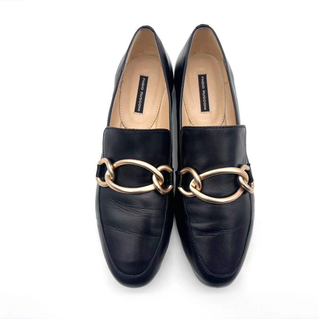 【美品】ファビオルスコーニ ビットローファー ブラック ゴールド ビッグチェーン