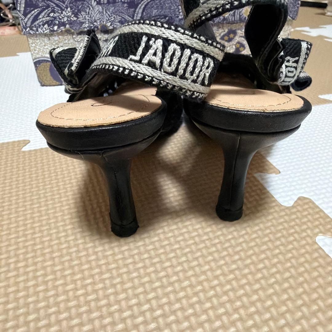 美品✨Christian Dior 黒ポインテッドトゥミュール 37レース