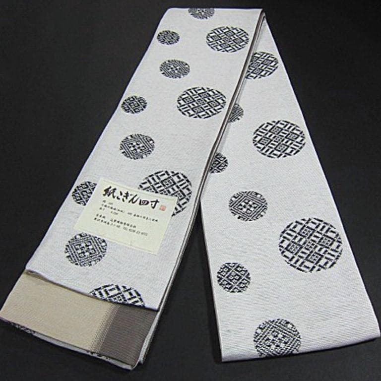 限定大幅値下げ！米沢織　絹 和紙　宝来屋　紙こぎん四寸帯　半幅帯 長尺 ⑩